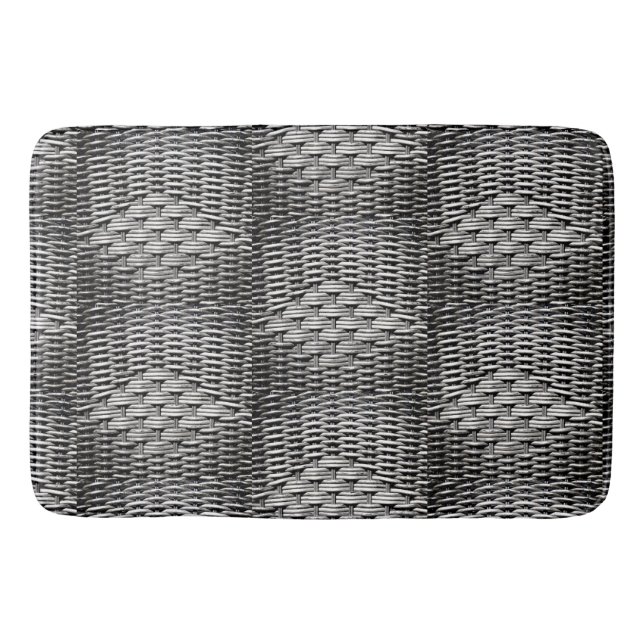 Modern Industrial Metal Weave Pattern  Bath Mat (Front)