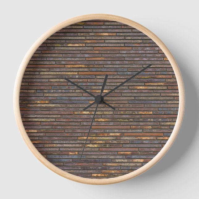 Modern Industrial Thin Brick Wall Pattern Clock (Front)
