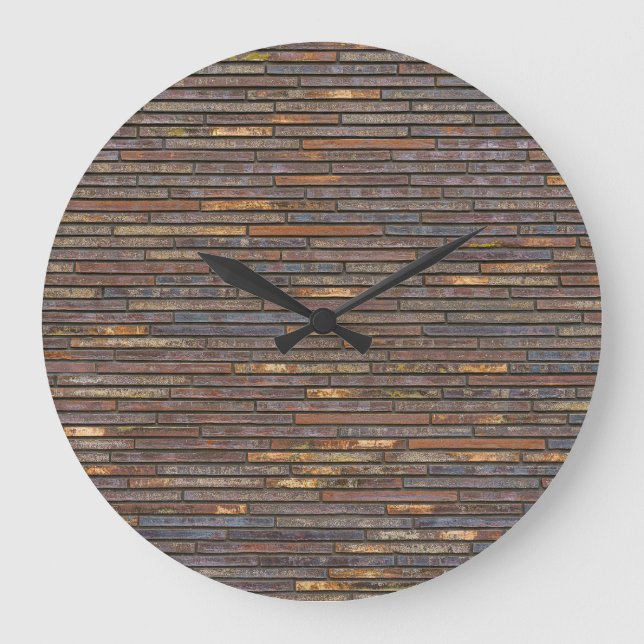 Modern Industrial Thin Brick Wall Pattern Large Clock (Front)