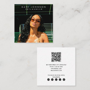 Modern Influencer Photo QR Code Social Media Square Business Card