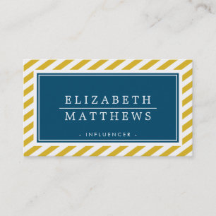 MODERN INFLUENCER stylish border mustard navy Business Card