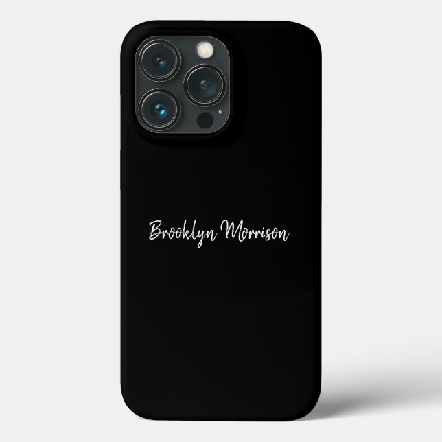 Modern Informal script name text plain black Case-Mate iPhone Case (Back)