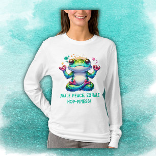 Modern Inhale Exhale Green Frog   T-Shirt