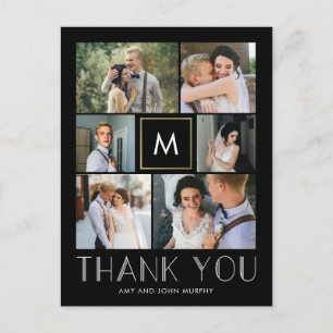 Modern Initial EDITABLE COLOR Monogram Thank You Postcard
