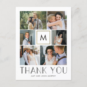 Modern Initial EDITABLE COLOR Monogram Thank You Postcard
