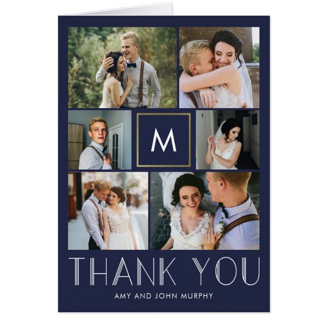 Modern Initial EDITABLE COLOR Thank You Card (Front)