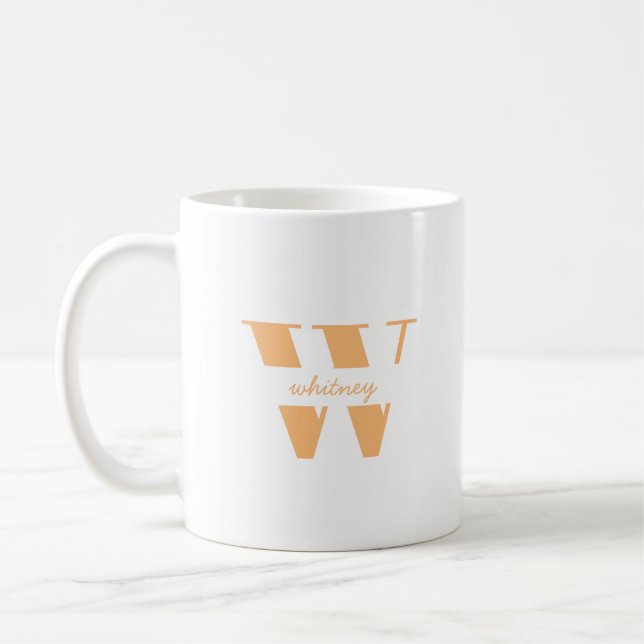 Modern Initial Letter Personalised  Monogram  Coffee Mug (Left)