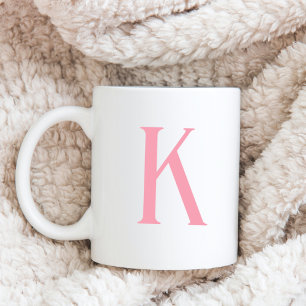 Modern Initial Letter Pink Monogram Coffee Mug