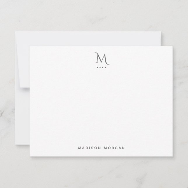 Modern Initial Letterpress Simple Grey Card (Front)