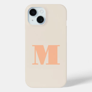 Modern Initial Monogram Peach iPhone 15 Case