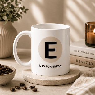 Modern Initial Mug – “E is for [Name]” Design