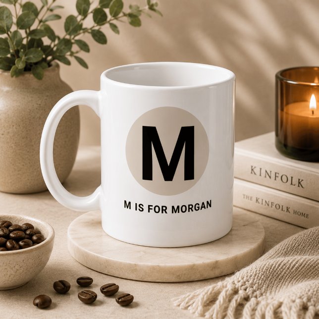 Modern Initial Mug – “M is for [Name]” Design (Creator Uploaded)