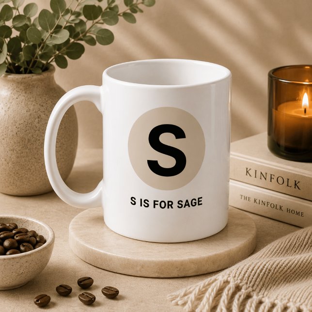 Modern Initial Mug – “S is for [Name]” Design (Creator Uploaded)