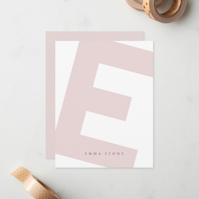 Modern Initial Oversized Monogram and Name Card (Front/Back In Situ)