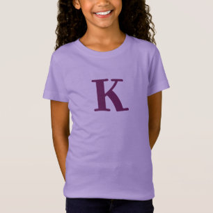 Modern Initial Purple Letter Kids T-Shirt