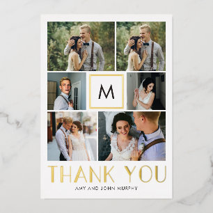 Modern Initial REAL FOIL Photo Thank You Card