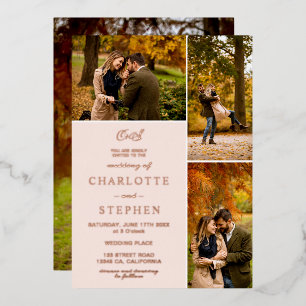 Modern initials 4 photos grid wedding blush pink