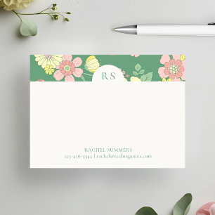 Modern Initials Boho Floral Colourful  Post-it Notes