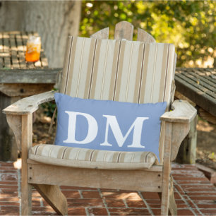 Modern initials Elegant blue background Minimal Lumbar Cushion