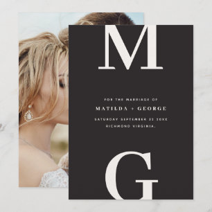 Modern initials graphic typography photo wedding save the date