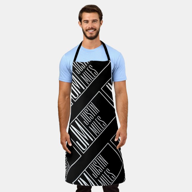 Modern Initials with Name Monogram Pattern Apron (Worn)