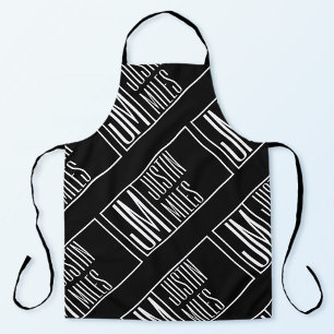 Modern Initials with Name Monogram Pattern Apron
