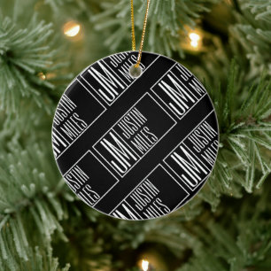 Modern Initials with Name Monogram Pattern Ceramic Tree Decoration
