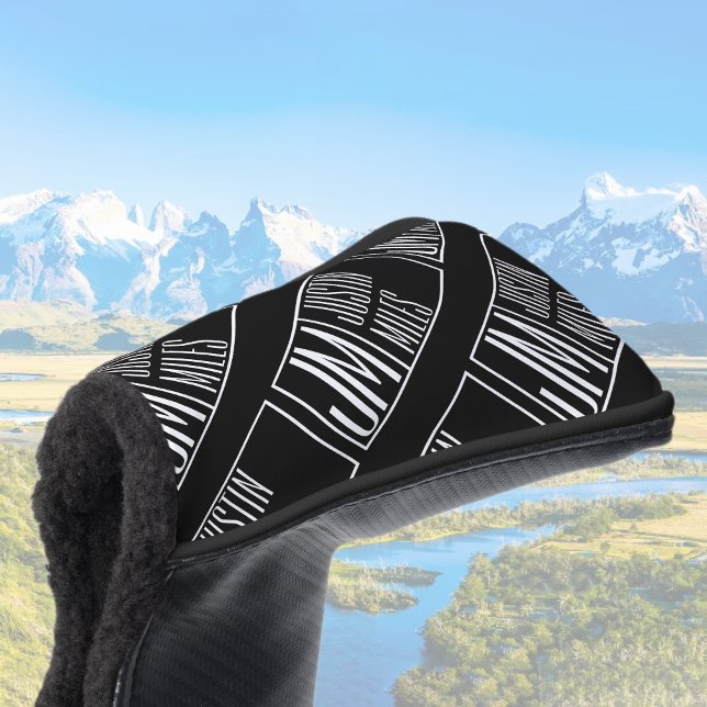 Modern Initials with Name Monogram Pattern Golf Head Cover (Creator Uploaded)
