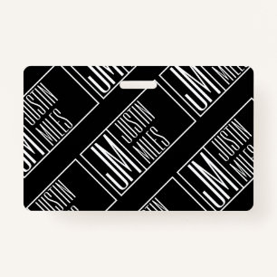 Modern Initials with Name Monogram Pattern ID Badge