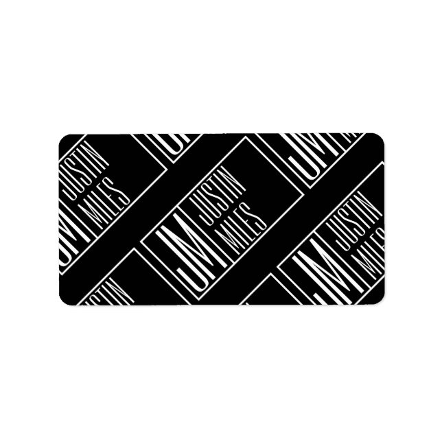 Modern Initials with Name Monogram Pattern Label (Front)