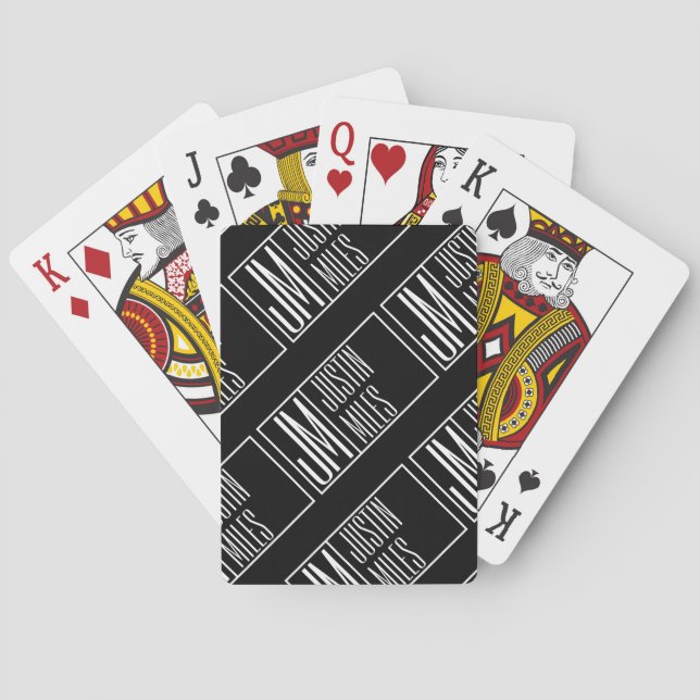 Modern Initials with Name Monogram Pattern Playing Cards (Back)