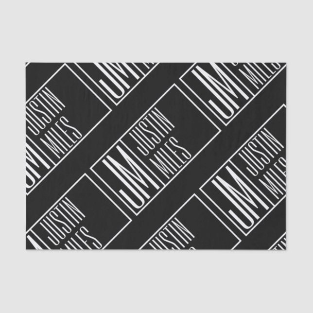 Modern Initials with Name Monogram Pattern Tissue Paper (Front)
