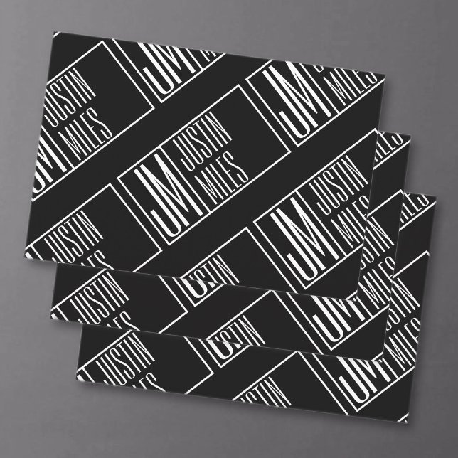 Modern Initials with Name Monogram Pattern Wrapping Paper Sheet (Creator Uploaded)