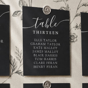 Modern Ink Black and Ivory Wedding Table Number