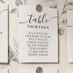 Modern Ink Black and Ivory Wedding Table Number