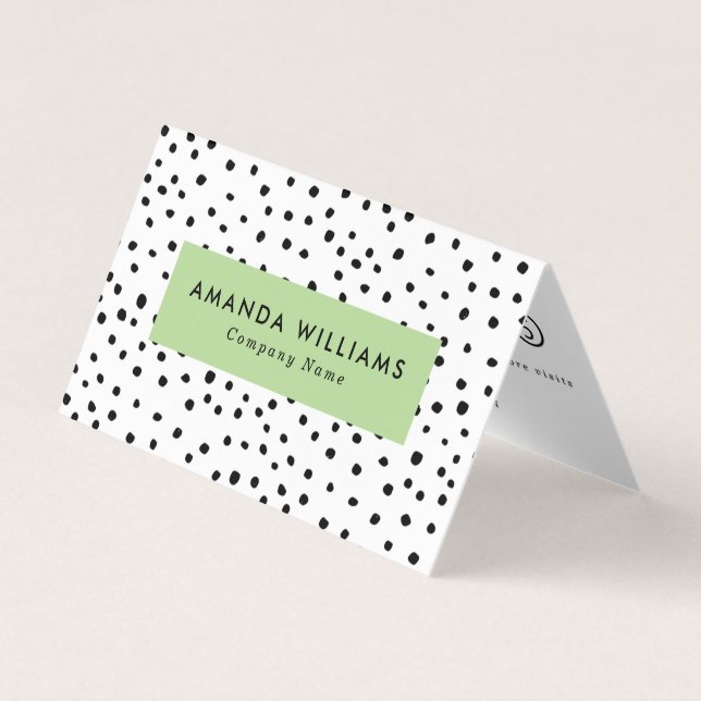 Modern Ink Dots Patterned Double Loyalty Business Card (Front)