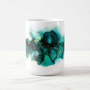 Modern Ink Painted Jewel Green Design Coffee Mug