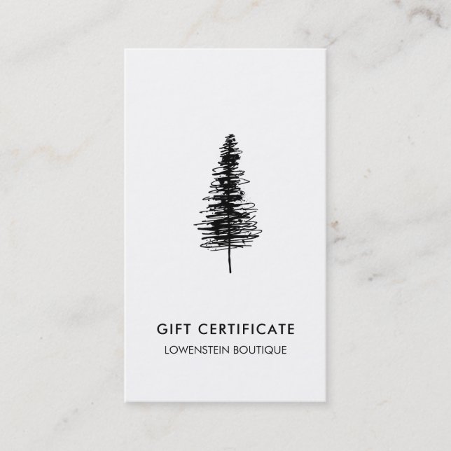 Modern Inked Christmas Tree Gift Certificate (Front)