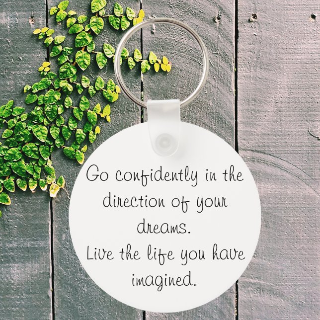 Modern inspirational keychains go confidently gift (Modern script typography inspirational quote gift. Confidence saying cute motivational keychain.)