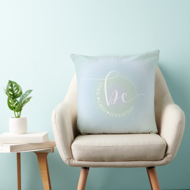 Modern Inspirational Quote Blue Be Cool Calm Cushion (Chair)