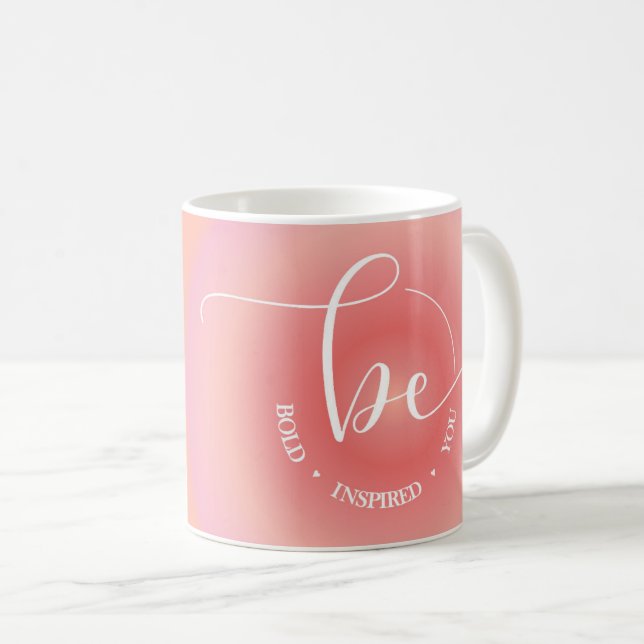 Modern Inspirational Quote Orange Be Bold Coffee Mug (Front Right)
