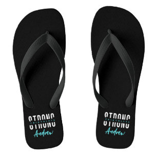 Modern Inspirational Triathlete Black White Name   Jandals