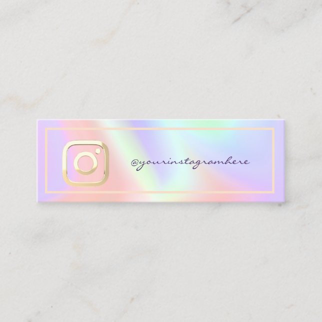 Modern  Instagram Holographic Mini Business Card (Front)