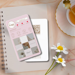 Modern Instagram Photo Collage Pink Business Card