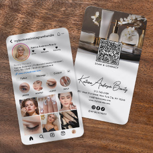 Modern Instagram Style QR Code & Socials Beauty Business Card