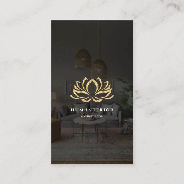 Modern Interior Designer Architecture Lotus Business Card (Front)