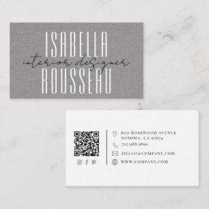 Modern Interior Designer Faux Linen Script Business Card