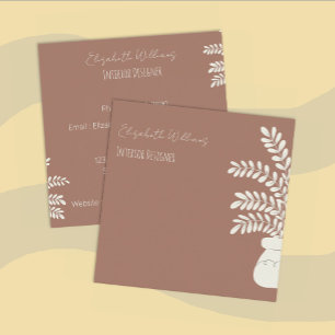Modern Interior Designer Mocha Square Contact Card
