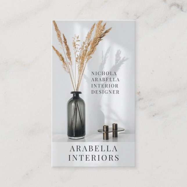 Modern Interior Designer Photo Business Card (Front)