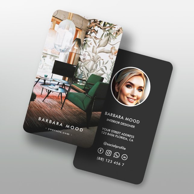 Modern Interior Designer Social Media Business Card (Creator Uploaded)